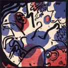 イメージ赤と青と黒の中の三人の騎手　ヴァシリー・カンディンスキー