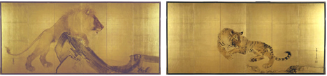 竹内栖鳳　虎・獅子図